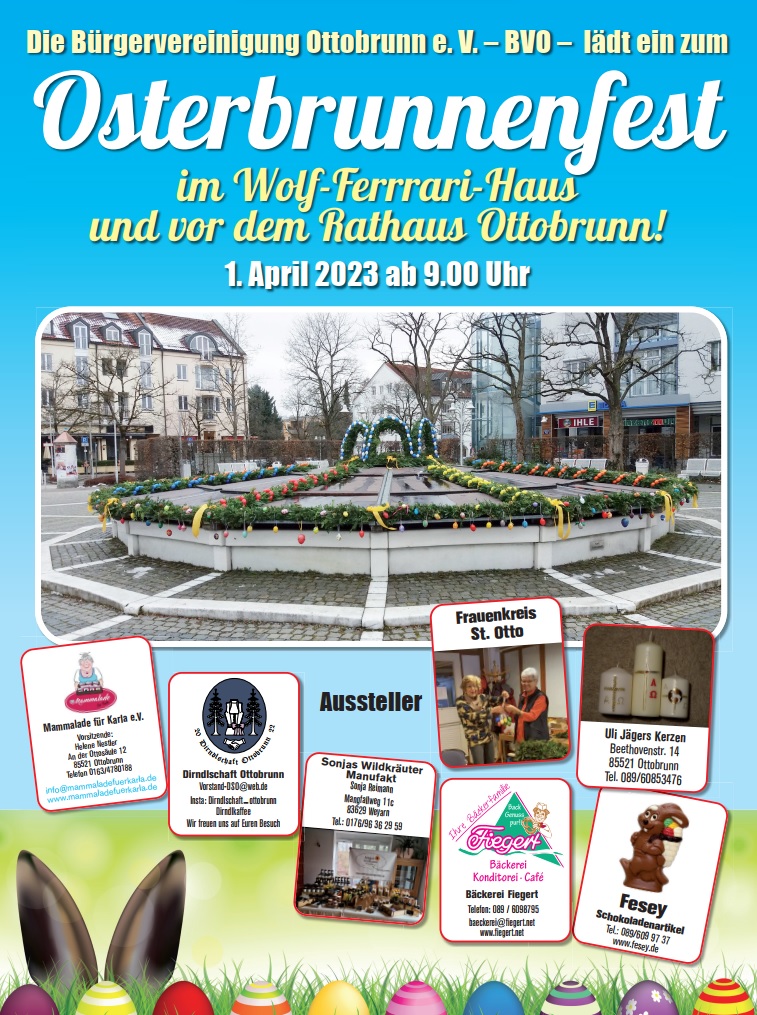 Einladung zum Osterbrunnenfest auf dem Rathausplatz Ottobrunn